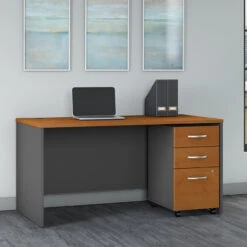 Bush Business Furniture Series C 60W X 30D Desk With Mobile File Cabinet Natural Cherry - SRC144NCSU
