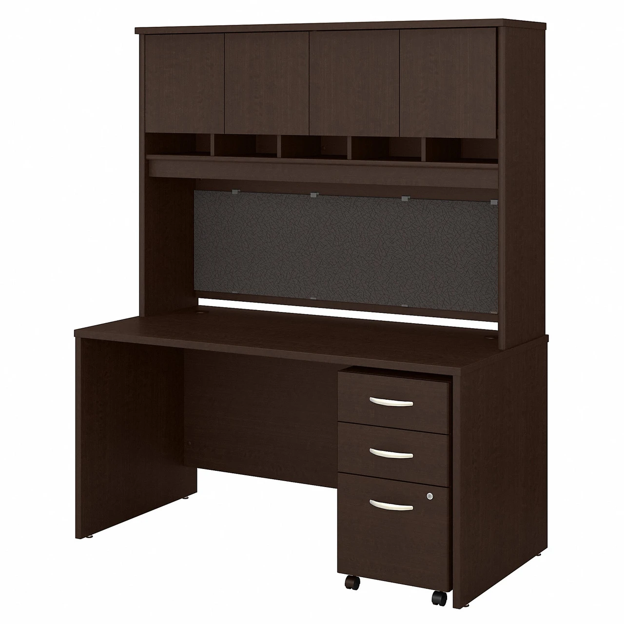 Bush Business Furniture Series C 60W X 30D Desk, Hutch And Mobile File Cabinet Mocha Cherry - SRC145MRSU
