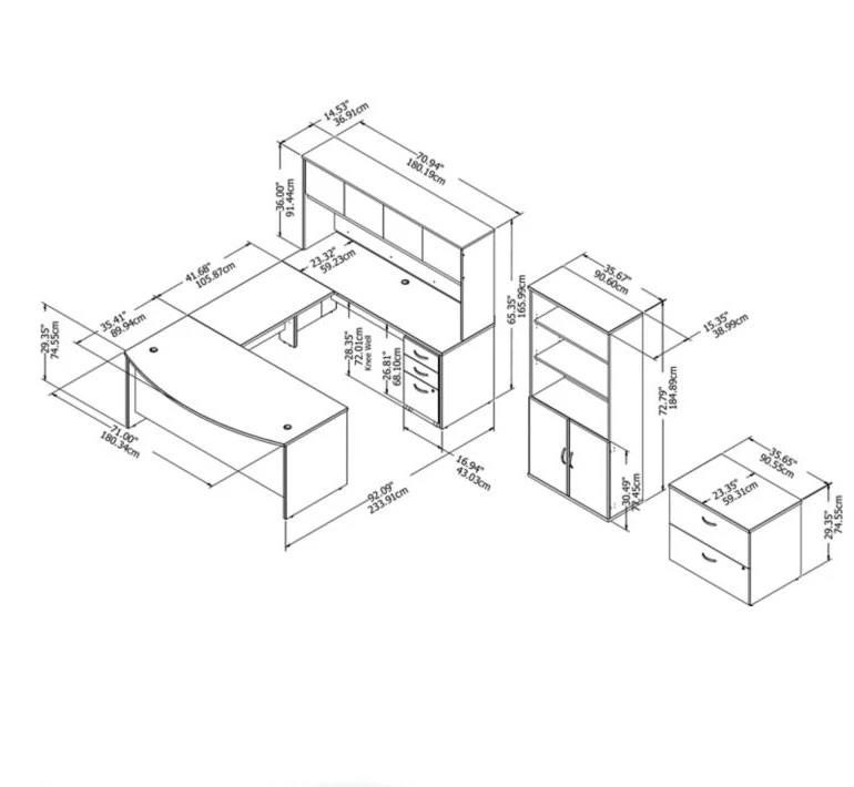 Bush Business Furniture Studio C Bow Front U-Shaped With Storage Package Storm Gray - STC001SGSU - Image 2