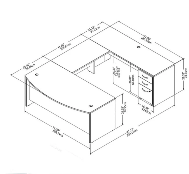 Bush Business Furniture Studio C Bow Front U-Shaped Desk Package 72" White - STC004WH - Image 2