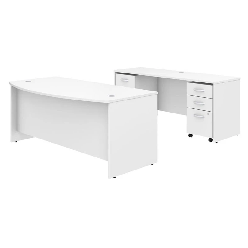 Bush Business Furniture Studio C Bow Front Desk, Credenza And File Storage 72" White - STC009WH - Image 4