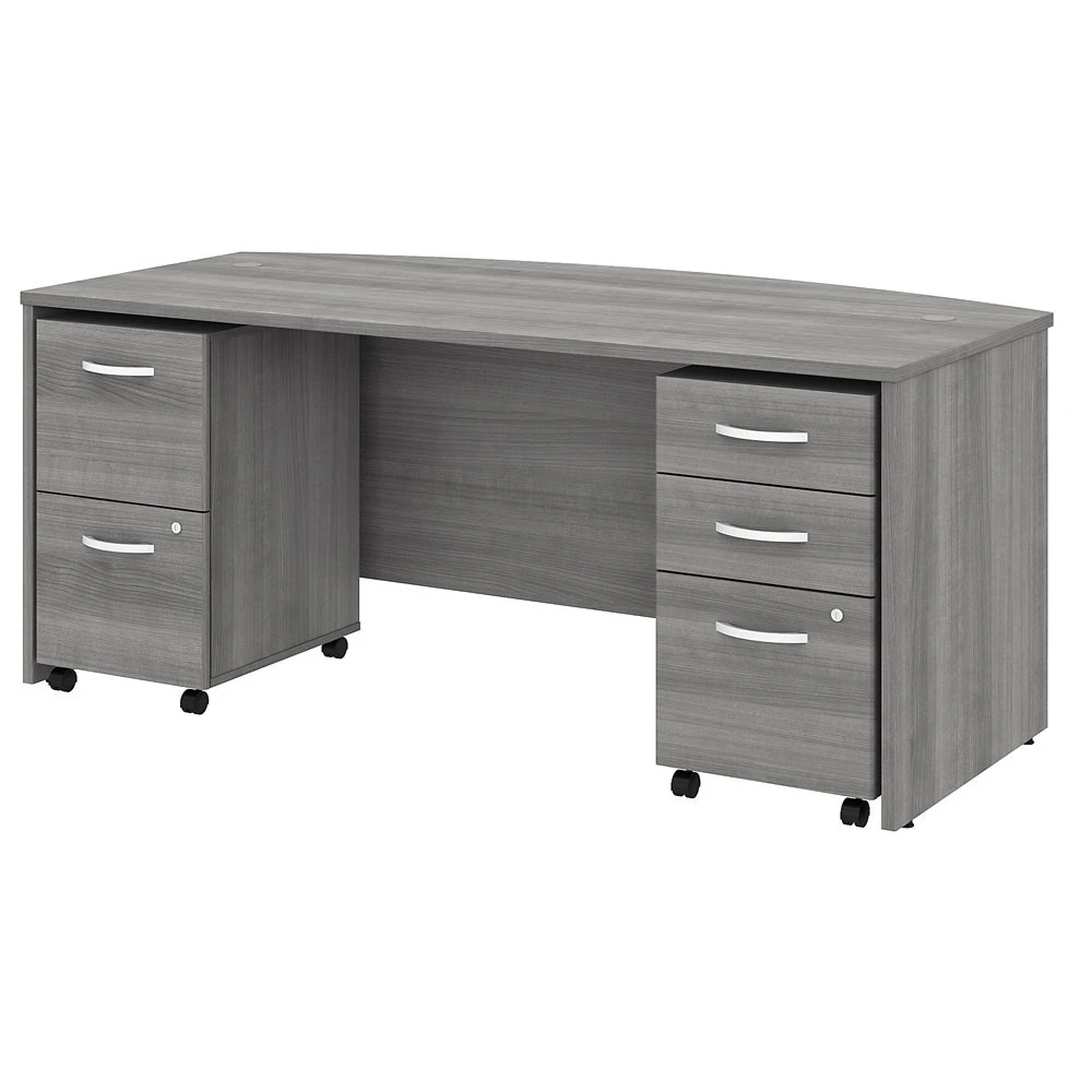 Bush Business Furniture Studio C Bow Front Desk With 2 Pedestals 72" Platinum Gray - STC012PGSU - Image 3