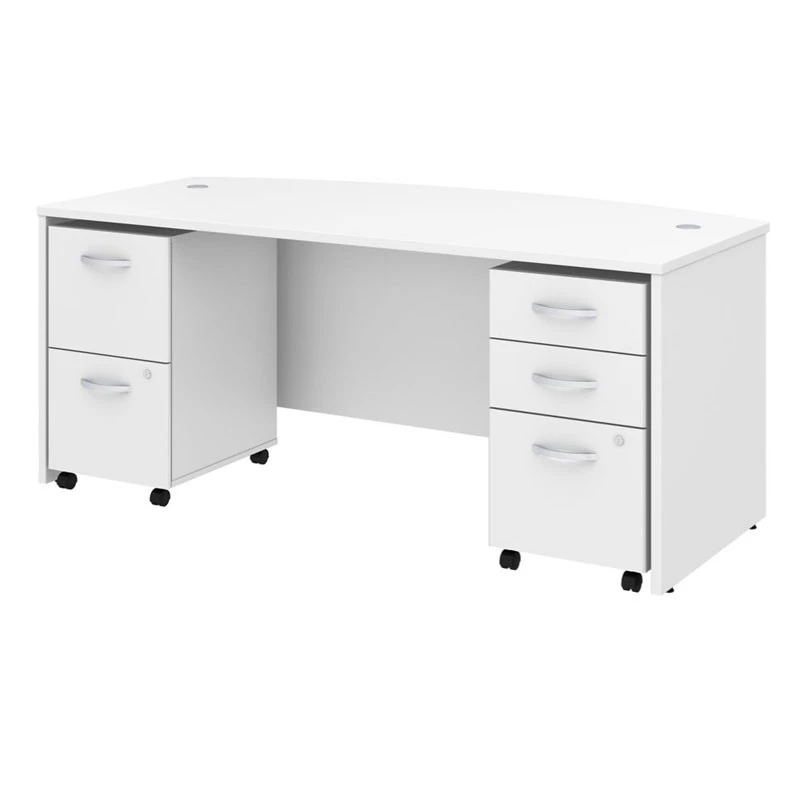 Bush Business Furniture Studio C Bow Front Desk With 2 Pedestals 72" White - STC012WHSU - Image 3