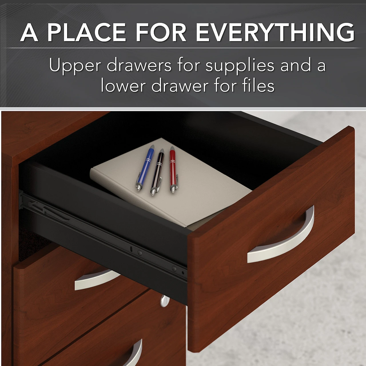 Bush Business Furniture Studio C 60W X 30D Office Desk With Mobile File Cabinet Hansen Cherry - STC014HCSU - Image 5