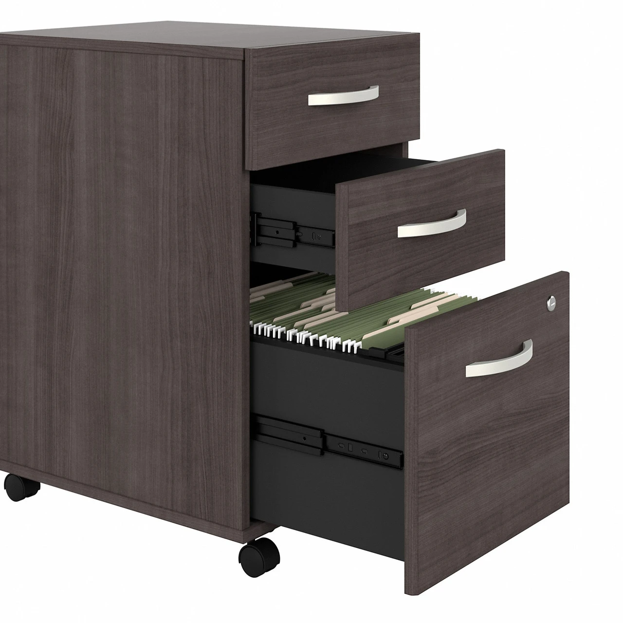Bush Furniture Studio C 60"W Desk, 3 Drawer Mobile Ped And Low Storage Storm Gray - STC042SGSU - Image 5