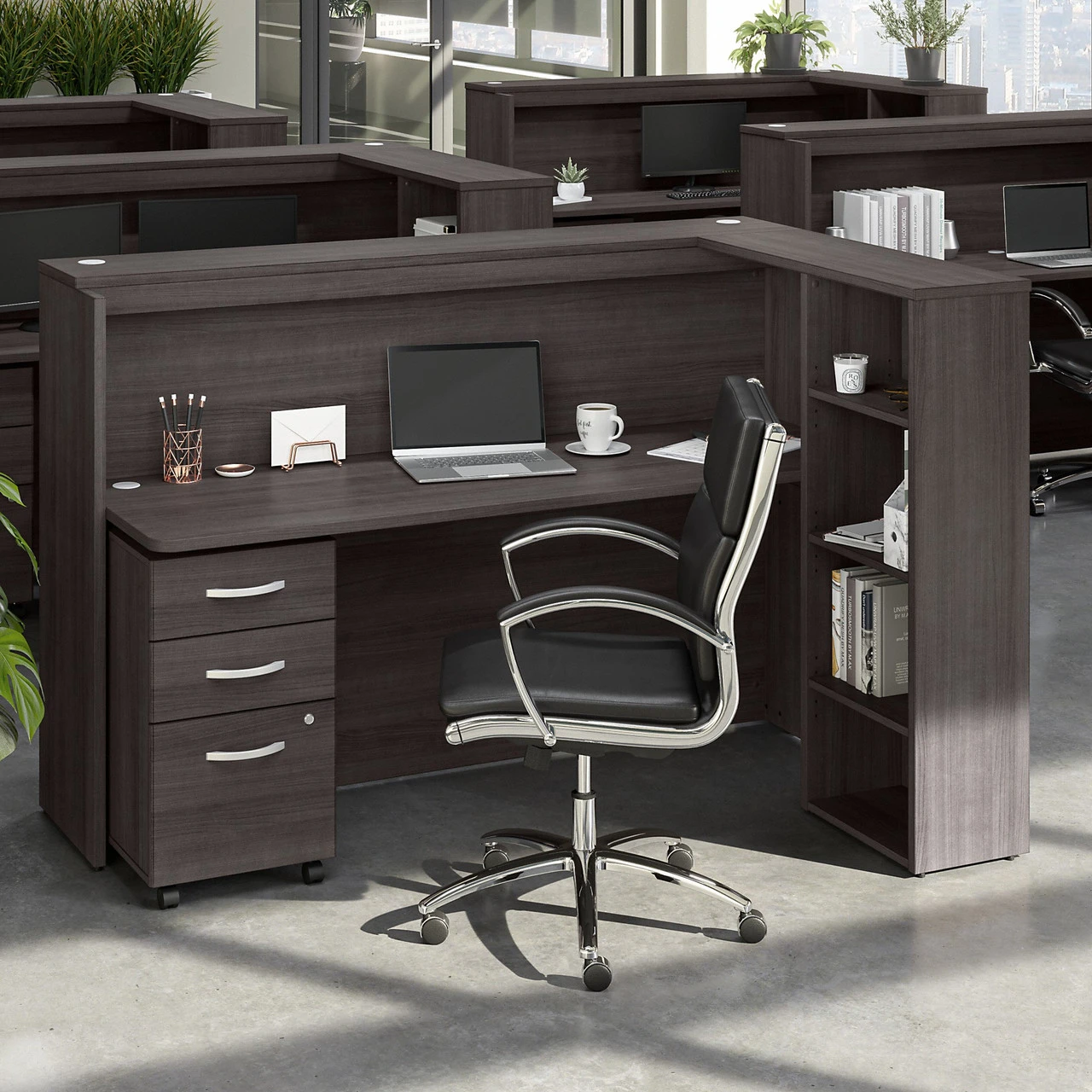 Bush Furniture 72W Cubicle Desk With Shelves And Mobile File Cabinet - STC062SGSU - Image 3