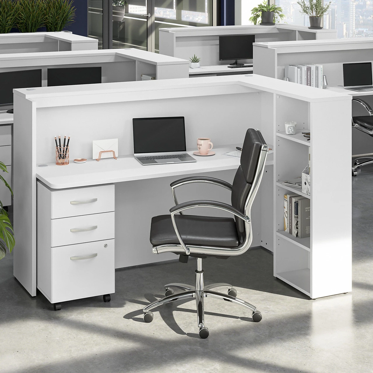 Bush Furniture 72W Cubicle Desk With Shelves And Mobile File Cabinet - STC062SGSU - Image 4