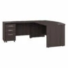 Bush Business Furniture Studio C 72W L-Shaped Bow Front Desk With 3 Drawer Mobile File Cabinet In Storm Gray - STC067SGSU