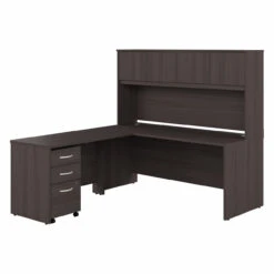 Bush Business Furniture Studio C 72W L-Shaped Desk With Hutch And 3 Drawer Mobile File Cabinet In Storm Gray - STC069SGSU