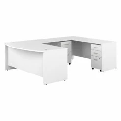 Bush Business Furniture Studio C 72W X 36D U Shaped Desk And Mobile File Cabinets In White - STC073WHSU