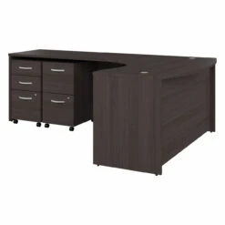 Bush Business Furniture Studio C 60W X 43D Left Hand L-Bow Desk With Mobile File Cabinets In Storm Gray - STC075SGSU