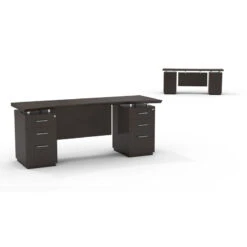 Mayline Sterling Series Double Pedestal Credenza 72" With Two Box/Box/File Pedestals - STEC72B-TDC