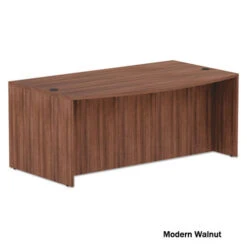 Alera Valencia Collection Executive Bow Front Desk Shell 72" Modern Walnut - ALE-VA227236WA