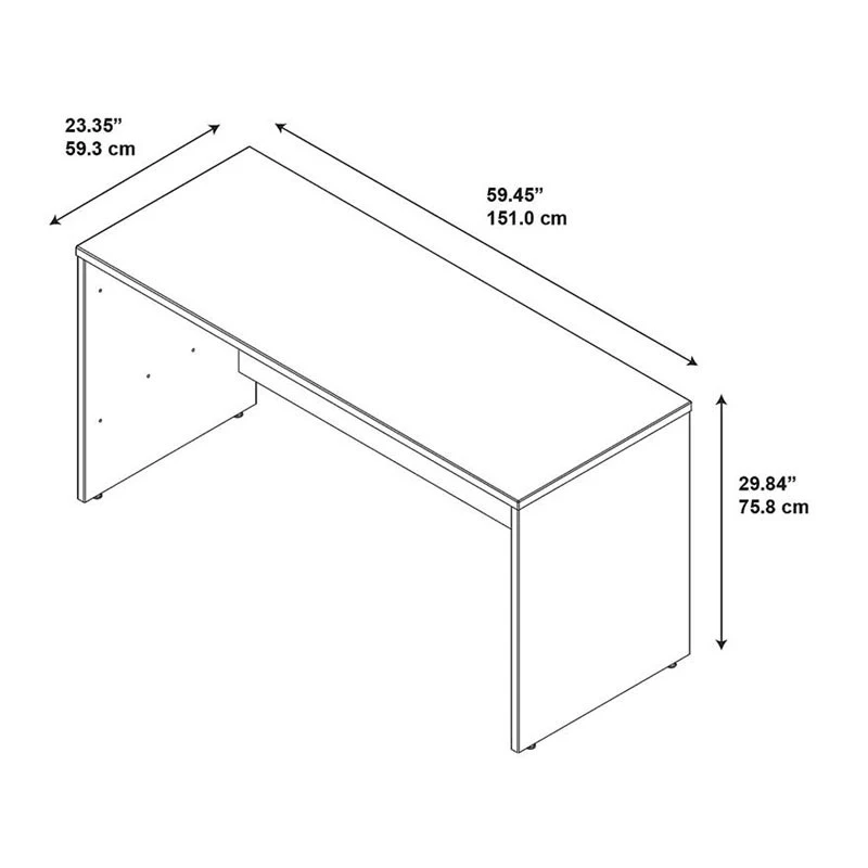 Bush Business Furniture Studio C Credenza Desk 60" X 24" Black Walnut - SCD360BW - Image 2