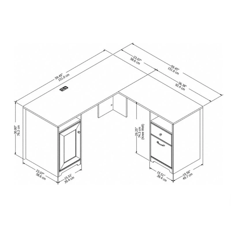 Bush Cabot Collection 60W L Shaped Computer Desk Reclaimed Pine - WC31530-03K - Image 5