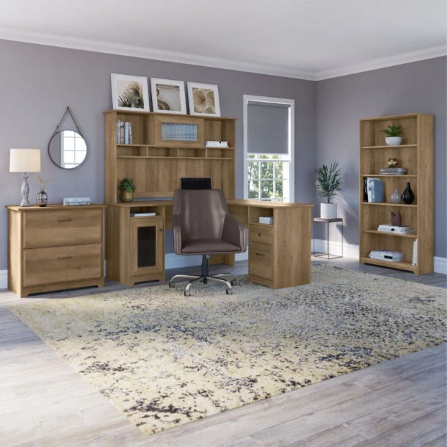 Bush Cabot Collection 60W L Shaped Computer Desk Reclaimed Pine - WC31530-03K - Image 15