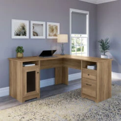 Bush Cabot Collection 60W L Shaped Computer Desk Reclaimed Pine - WC31530-03K