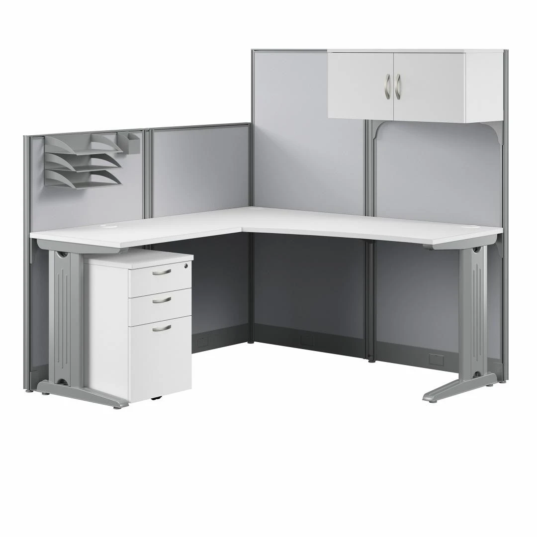 Bush Furniture Office-in-an-Hour L-Shaped Desk Package - WC364194-03STGK