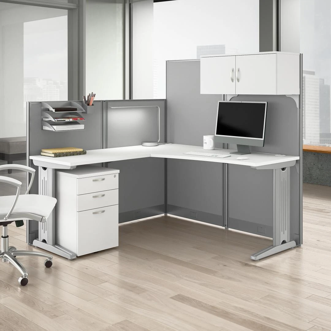 Bush Furniture Office-in-an-Hour L-Shaped Desk Package - WC364194-03STGK - Image 3