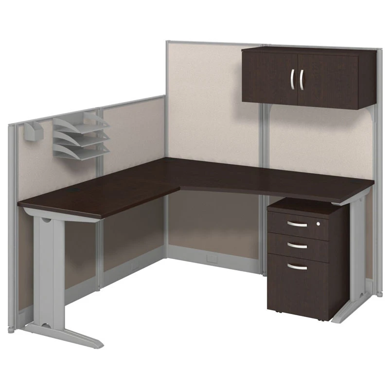 Bush Furniture Office-in-an-Hour L-Shaped Desk Package Mocha - WC36894-03STGK