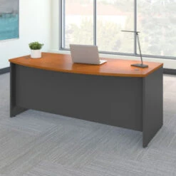 Bush Business Furniture Series C Desk Bowfront In Natural Cherry 72"W X 36"D - WC72446