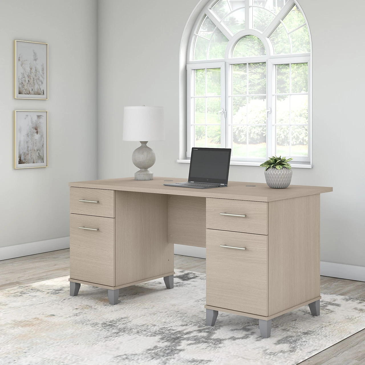 Bush Furniture Somerset 60W Office Desk With Drawers In Sand Oak - WC81128K - Image 2