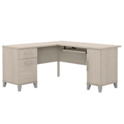Bush Furniture Somerset 60W L Shaped Desk With Storage In Sand Oak - WC81130K