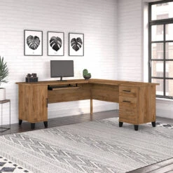 Bush Furniture Somerset 72W L Shaped Desk With Storage Fresh Walnut - WC81310K