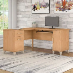 Bush Somerset Collection L-Shaped Desk 60" Maple Cross - WC81430K