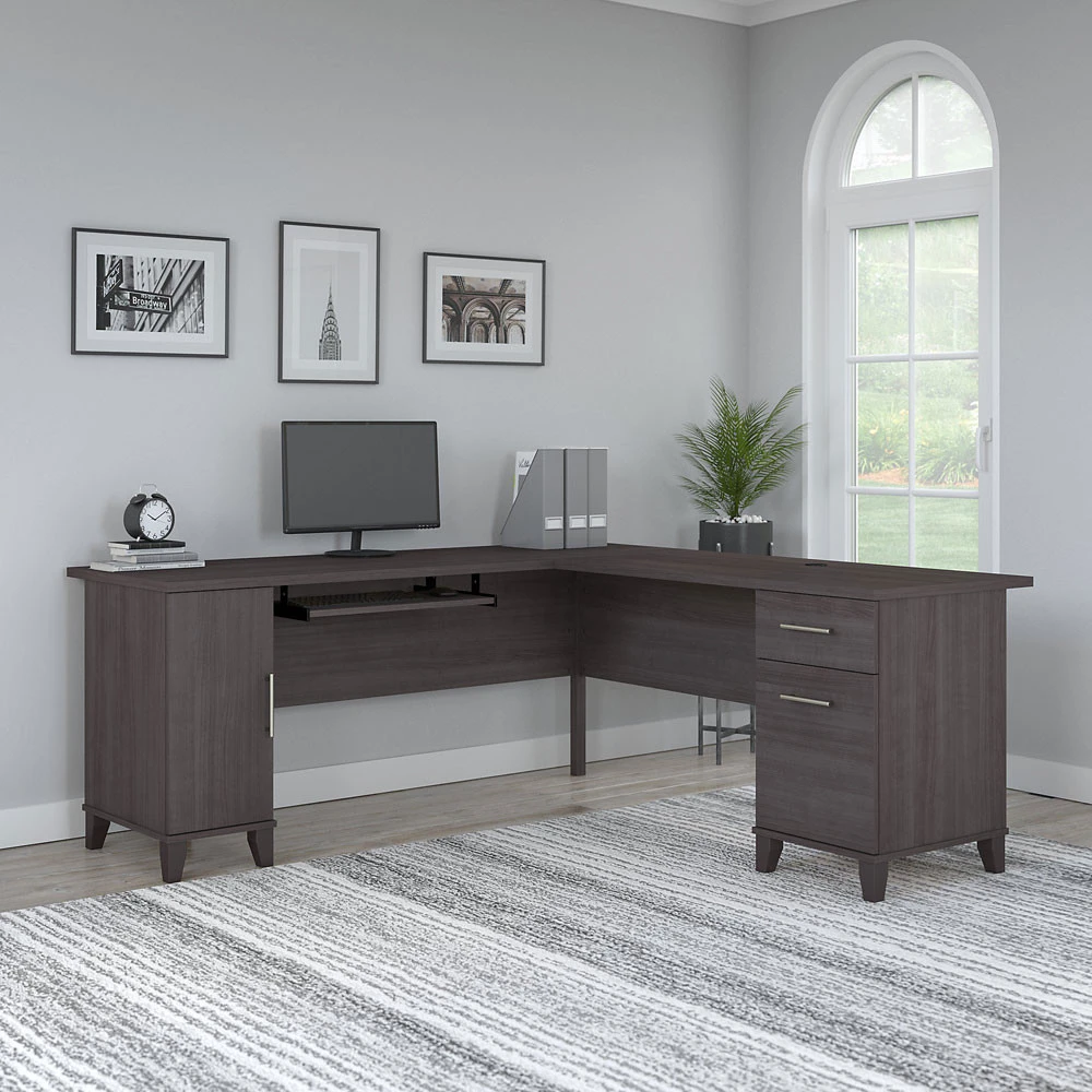 Bush Furniture Somerset 72W L-Shaped Desk With Storage Storm Gray - WC81510K