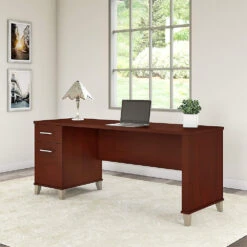 Bush Somerset Collection Single Pedestal Desk 72" Hansen Cherry - WC81772