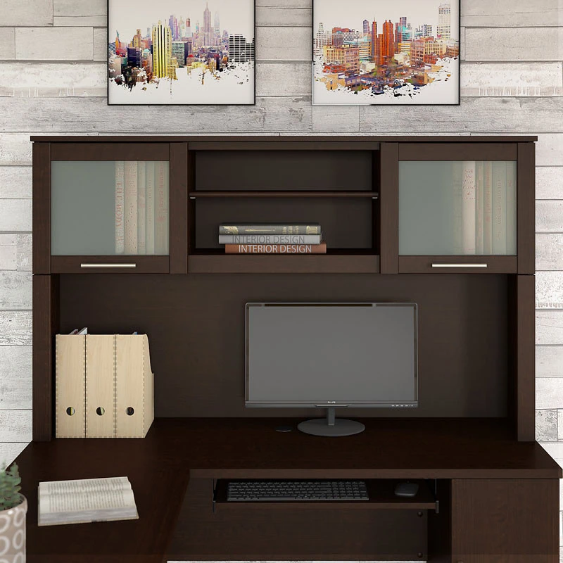 Bush Somerset Collection Hutch For L-Shaped Desk 60" Mocha Cherry - WC81831