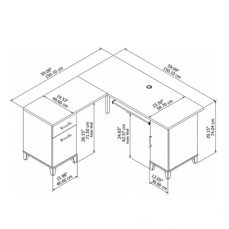 Bush Furniture Somerset 60W L Shaped Desk With Storage - WC81230K - Image 2