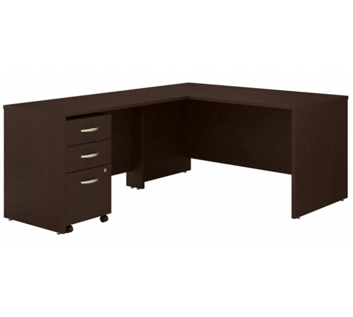 Bush Business Furniture Series C 60W L Shaped Desk With 3 Drawer Mobile File Cabinet In Mocha Cherry - SRC146MRSU - Image 2