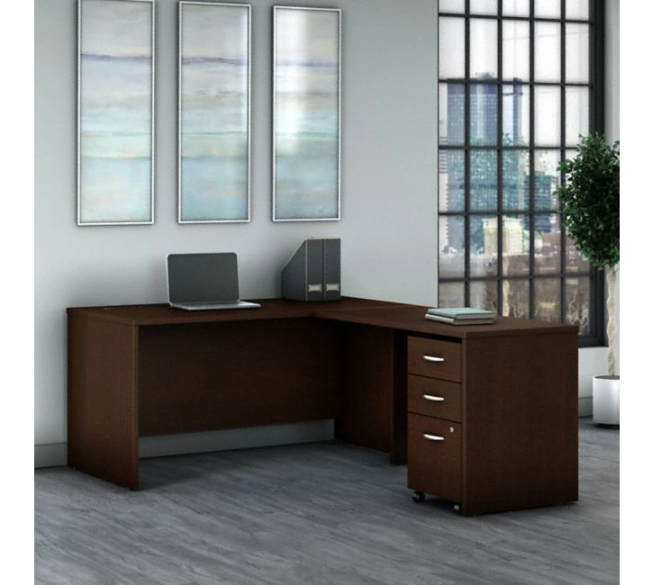 Bush Business Furniture Series C 60W L Shaped Desk With 3 Drawer Mobile File Cabinet In Mocha Cherry - SRC146MRSU - Image 8