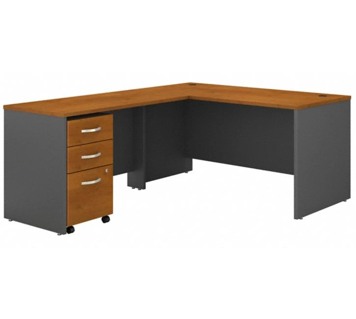 Bush Business Furniture Series C 60W L Shaped Desk With 3 Drawer Mobile File Cabinet In Natural Cherry - SRC146NCSU - Image 3