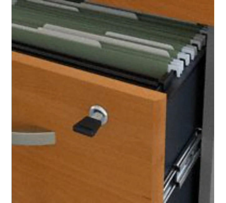 Bush Business Furniture Series C 60W L Shaped Desk With 3 Drawer Mobile File Cabinet In Natural Cherry - SRC146NCSU - Image 6