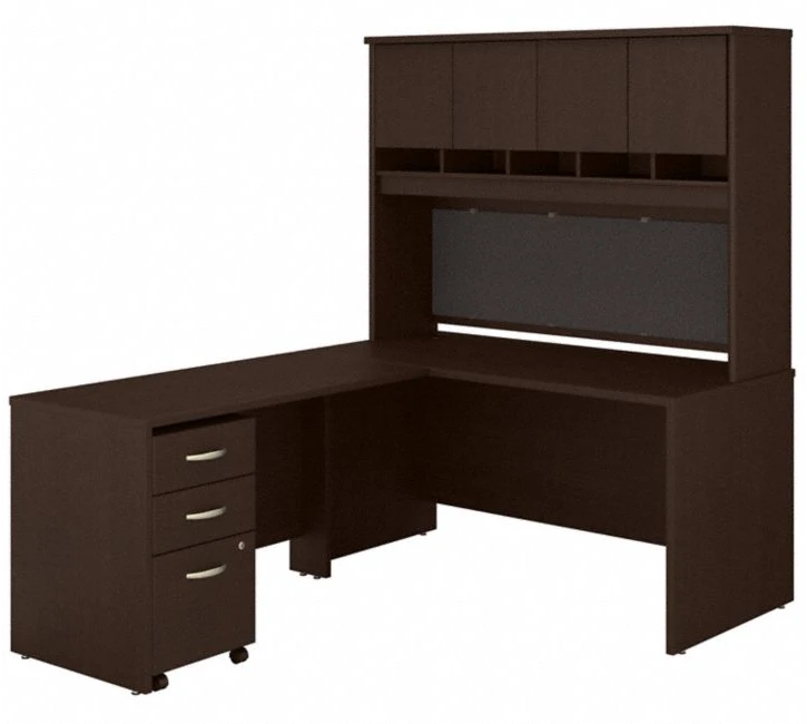 Bush Business Furniture Series C 60W L Shaped Desk With Hutch And Mobile File Cabinet In Mocha Cherry - SRC147MRSU - Image 7