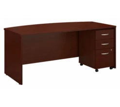 Bush Series C 72W X 36D Bow Front Desk With 3 Drawer Mobile Pedestal - SRC079MASU