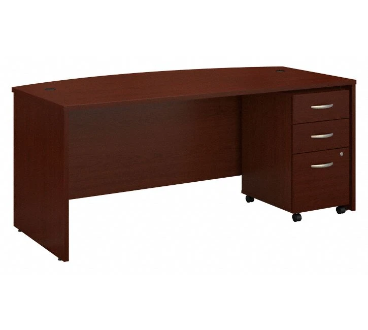 Bush Series C 72W X 36D Bow Front Desk With 3 Drawer Mobile Pedestal - SRC079MASU