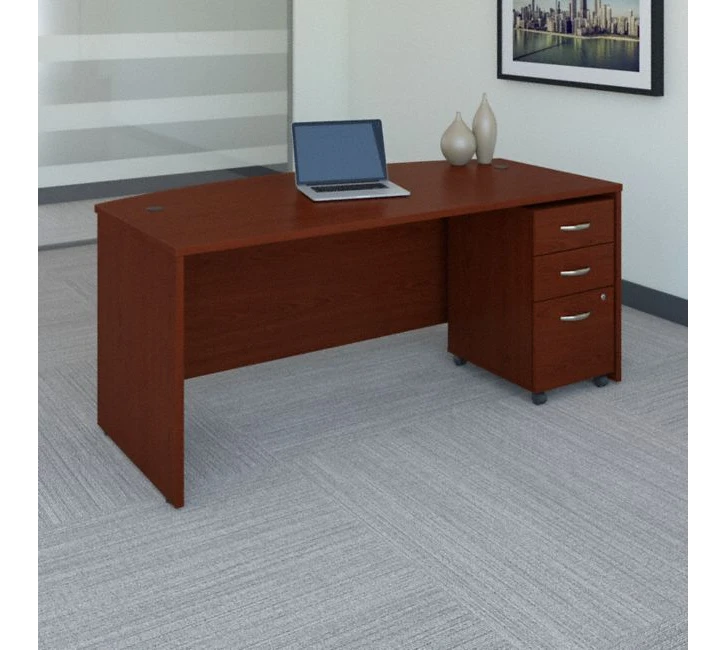Bush Series C 72W X 36D Bow Front Desk With 3 Drawer Mobile Pedestal - SRC079MASU - Image 2
