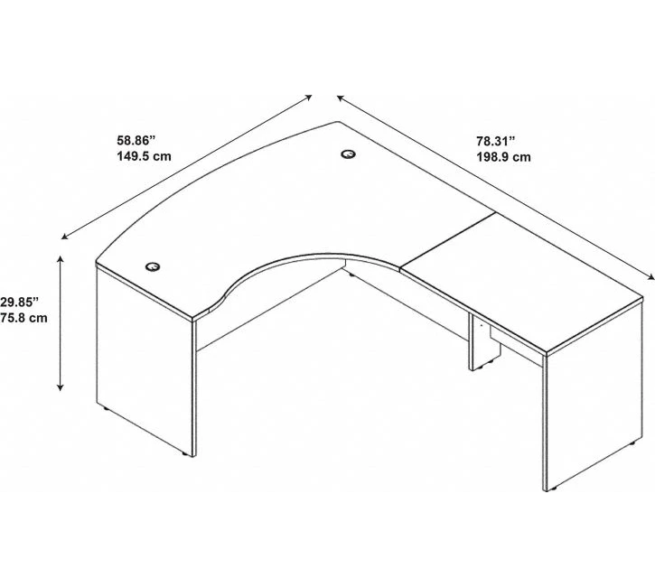 Bush Series 60W X 43D Right Hand Bowfront Desk Shell With 36W Return - SRE009MR - Image 7