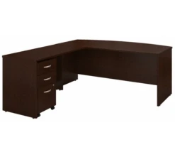 Bush Series C 72W Bow Front Desk With 48W Return And 3 Dwr Mobile Pedestal - SRC084MRSU