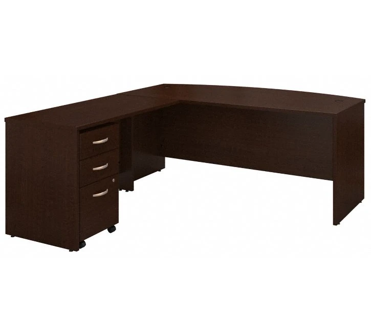 Bush Series C 72W Bow Front Desk With 48W Return And 3 Dwr Mobile Pedestal - SRC084MRSU