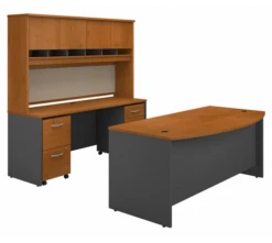 Bush Series C 72W Bow Front Desk With Credenza, Hutch And Storage - SRC082NCSU