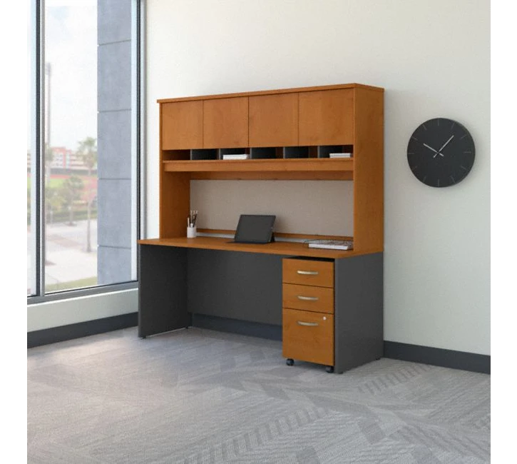 Bush Series C 72W X 24D Desk, Hutch And 3 Drawer Mobile Pedestal - SRC081NCSU - Image 2