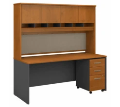 Bush Series C 72W X 30D Desk, Hutch And 3 Drawer Mobile Pedestal - SRC080NCSU