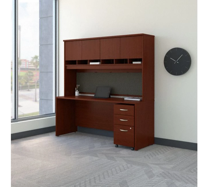 Bush Series C 72W X 24D Desk, Hutch And 3 Drawer Mobile Pedestal - SRC081MASU - Image 2