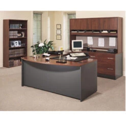 Bush Business Furniture Series C Package Executive U-Shaped Bowfront Desk Hansen Cherry Right - HCPackageB2