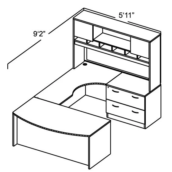 Bush Business Furniture Series C Package Executive U-Shaped Bowfront Desk Hansen Cherry Right - HCPackageB2 - Image 2